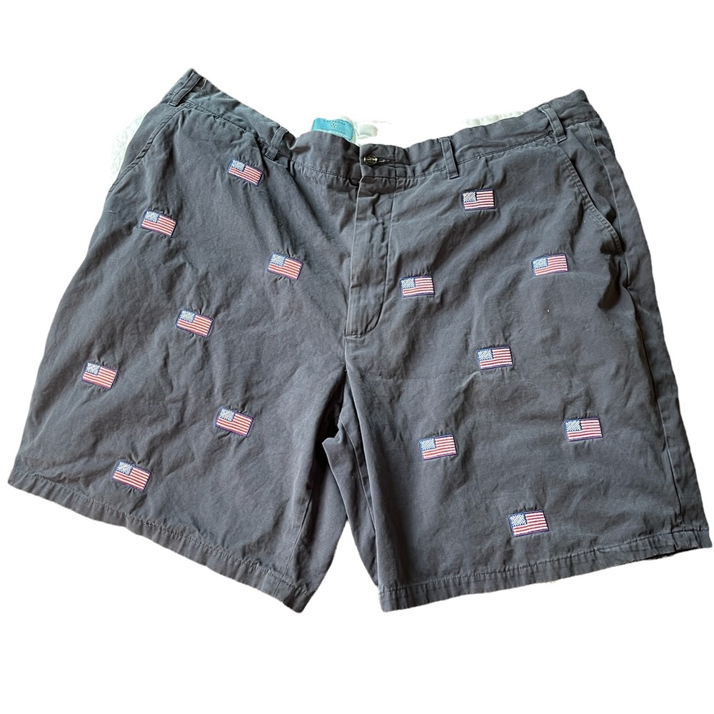 Men’s shorts Castaway‎ Gray Embroidered USA Flag size 42 Patriotic vintage